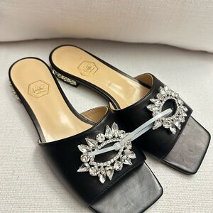 NALEBE 
Aurum Embellished Slide Sandal - Black